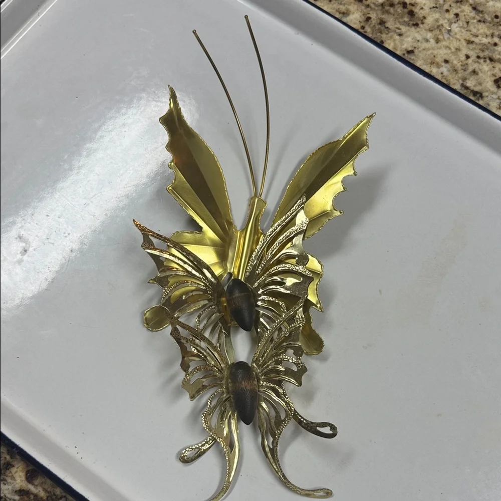 Butterflies Elegant Butterfly Wall Decor Set - Gold and Brown